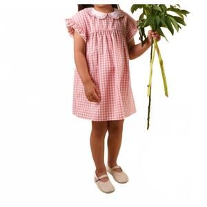 NEW EARLY SUNDAY lila gingham check dress in peony